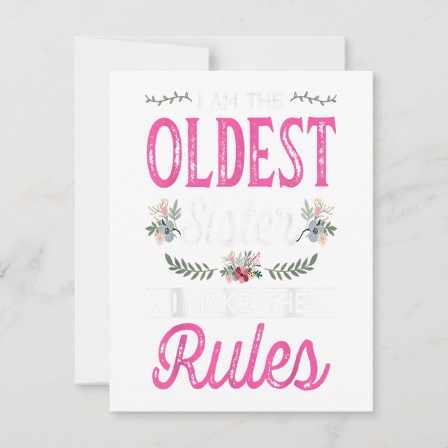 Invitación Soy La Mayor Hago La Regla Hermana Mayor Regalo Pa (Anverso)