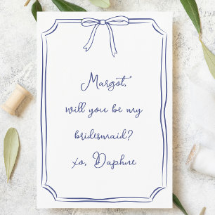 Invitación ¿Soy mi dama de honor? Propuesta de compás azul de