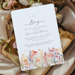 Invitación ¡Soy un chico! Moderna, flor silvestre, Baby Showe
