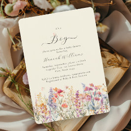 Invitación ¡Soy un chico! Moderna, flor silvestre, Baby Showe