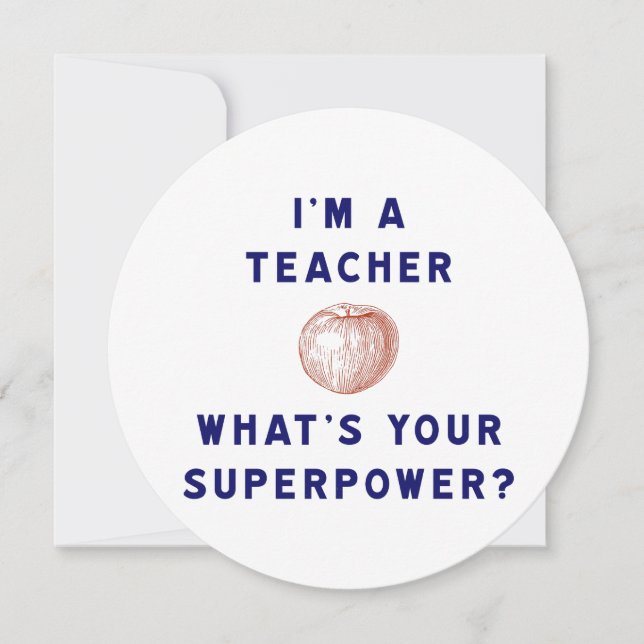 Invitación Soy un profesor [manzana] ¿Cuál es tu superpoder? (Anverso)