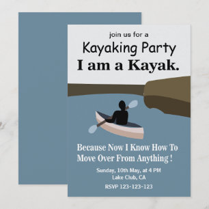 Invitación Soy una fiesta de kayak en kayak
