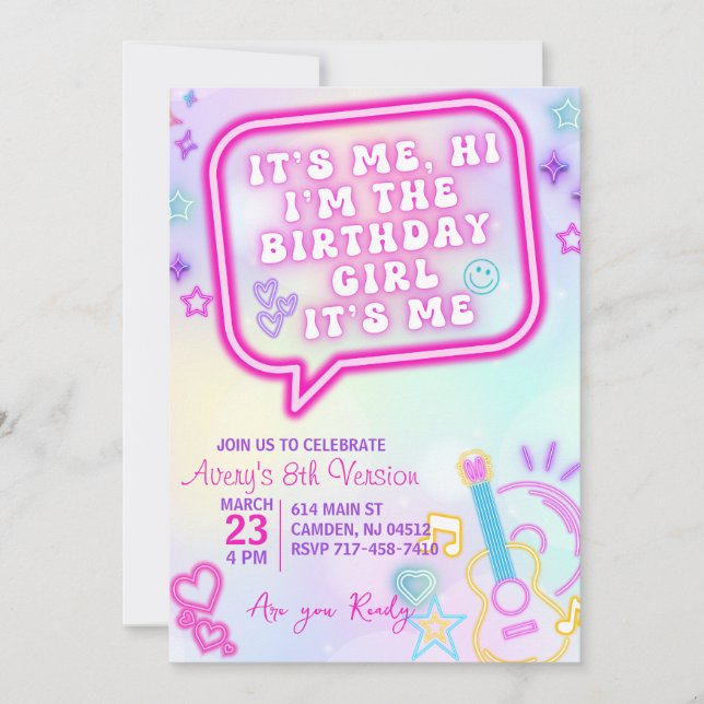 Invitación Soy yo el Chica de cumpleaños, en mi cumpleaños de (Anverso)