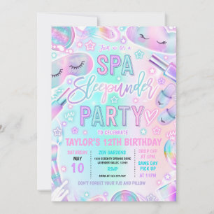 Invitación Spa De Duerma Bajo Pastel Y Fiesta De Duerma