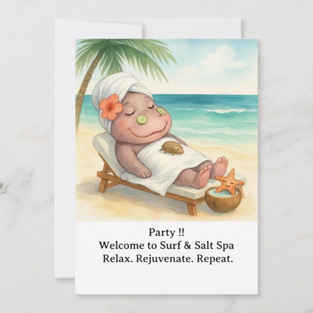 Invitación Spa junto a la playa con Hippo (Anverso)