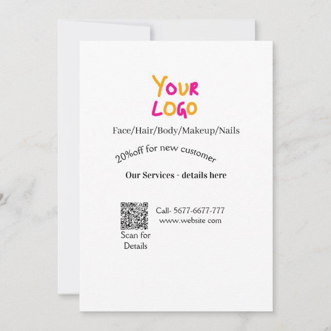 Invitación Spa massage salon discount offer services contact  (Anverso)