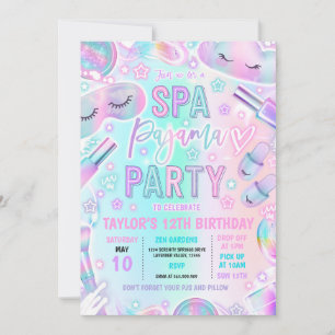 Invitación Spa Pajama Fiesta Pastel Spa & Sleepover Cumpleaño