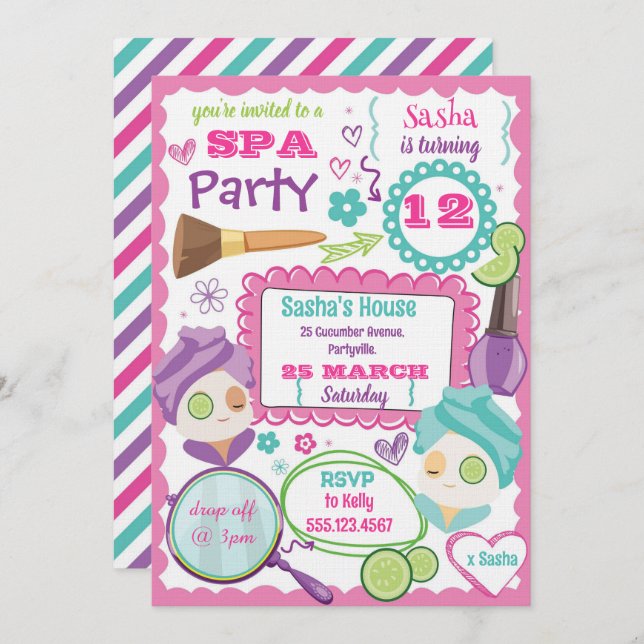 Invitación Spa Party Birthday Invitation (Anverso / Reverso)