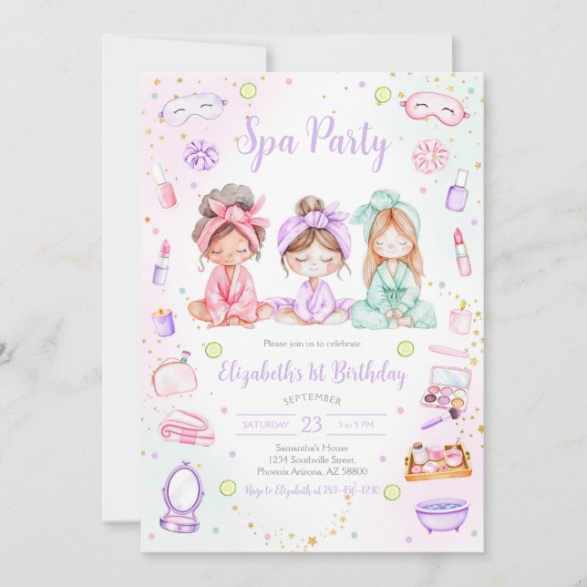 Invitación Spa Party Birthday Invitation (Anverso)