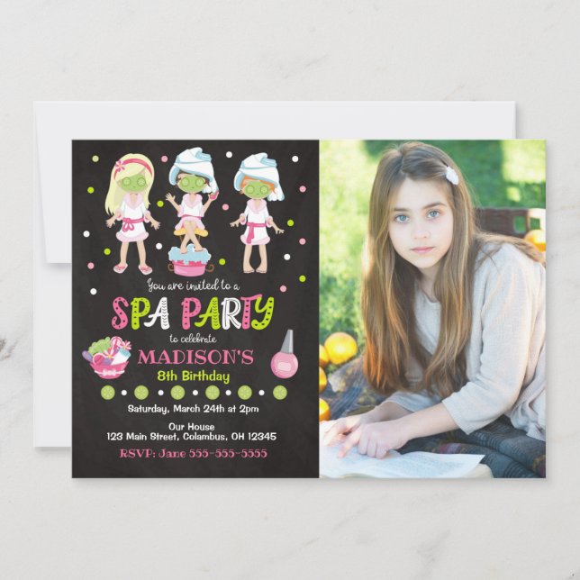 Invitación Spa Party Photo Birthday Invitation (Anverso)