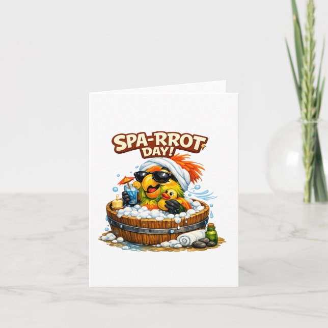 Invitación Spa-rrrot Day Funny Parrot Spa Relax Design (Anverso)