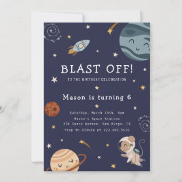 Invitación Space Adventure Playful Kids Birthday Party