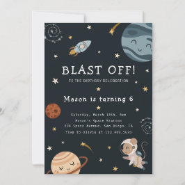 Invitación Space Adventure Playful Kids Birthday Party