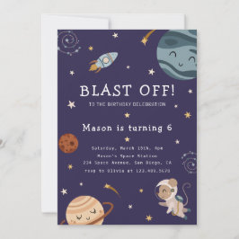 Invitación Space Adventure Playful Kids Birthday Party