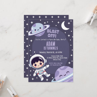 Invitación Space Birthday Party Invitation | Galaxy Astronaut