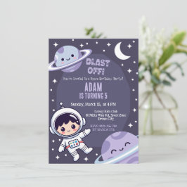 Invitación Space Birthday Party Invitation | Galaxy Astronaut