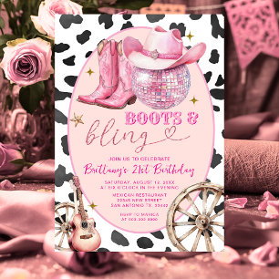 Invitación Space Boots y Cowgirl Brillante Cumpleaños 30