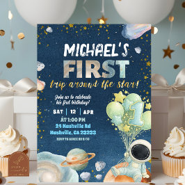 Invitación Space Boy 1ST Trip around the sun Birthday Invitat