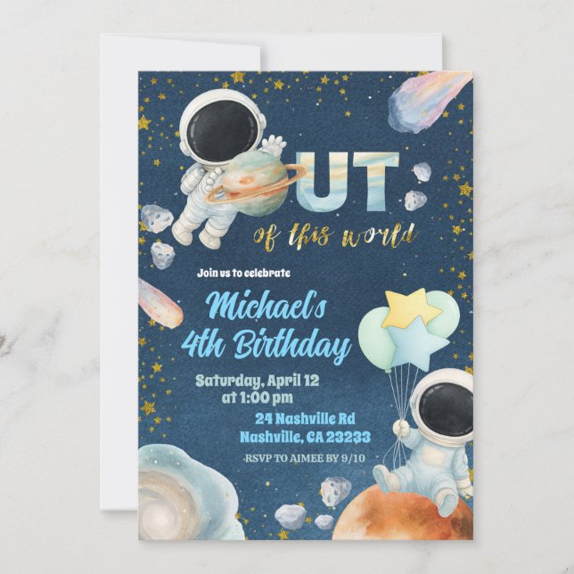 Invitación Space Boy Birthday Invitation (Anverso)