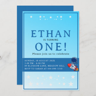Invitación Space First Birthday Invitation – Astronaut Party