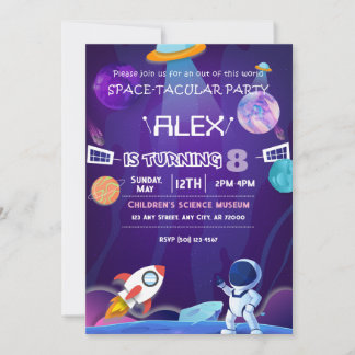 Invitación Space Sci-Fi Galaxy Children Birthday Party