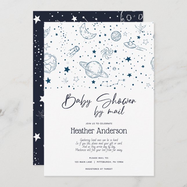 Invitación Space Stars Baby Shower por correo (Anverso / Reverso)