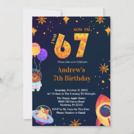 Invitación Space Theme I Was 6 Now I’m 7 Boy Birthday