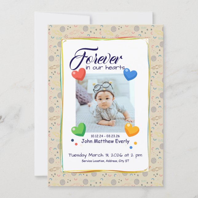 Invitación Space‑Themed 1-Photo Memorial Program (Anverso)