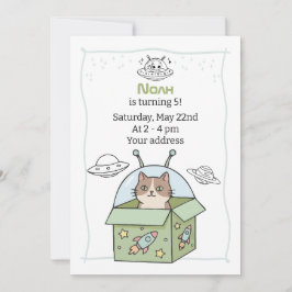 Invitación Space UFO Kids Birthday Party