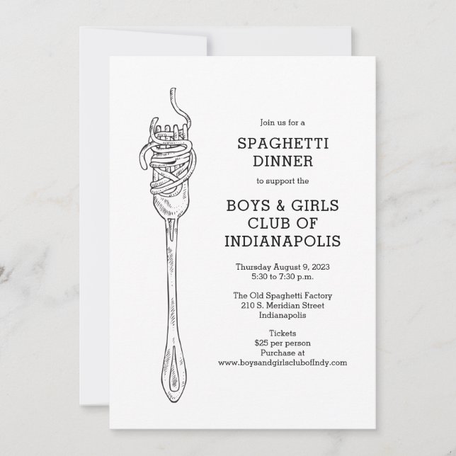 Invitación Spaghetti Dinner Fundraiser (Anverso)