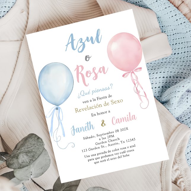 Invitación Spanish Balloons Gender Reveal Invitation (Subido por el creador)