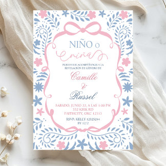 Invitación Spanish Blue Pink Cielito Lindo Gender Reveal