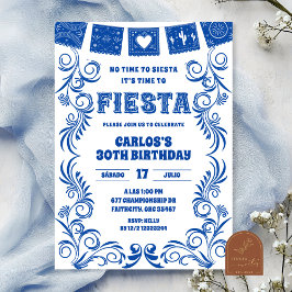 Invitación Spanish Blue Talavera Birthday Fiesta