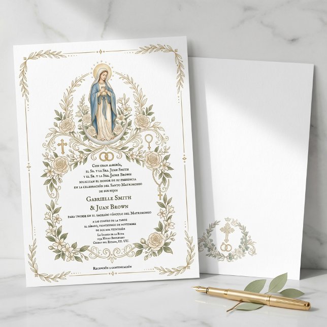 Invitación Spanish Boda Catholic Virgin Mary Nuptial Mass  (Subido por el creador)