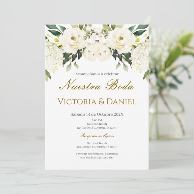 Invitación Spanish Boho Floral Wedding (Anverso de pie)