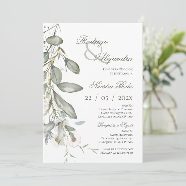 Invitación Spanish Boho Floral Wedding (Anverso de pie)