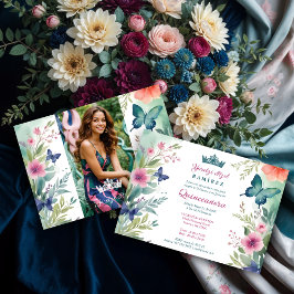 Invitación Spanish Charming Sweet Floral Garland Butterflies