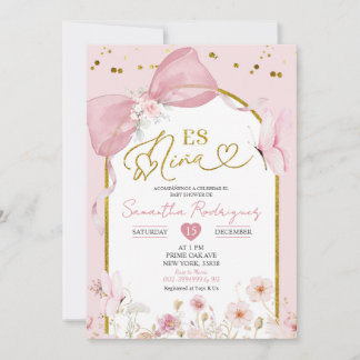 Invitación Spanish Coquette Blush Pink Butterfly Es Nina