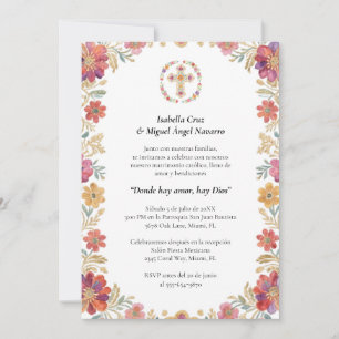 Invitación Spanish Elegant Floral Garland Traditional Mexican