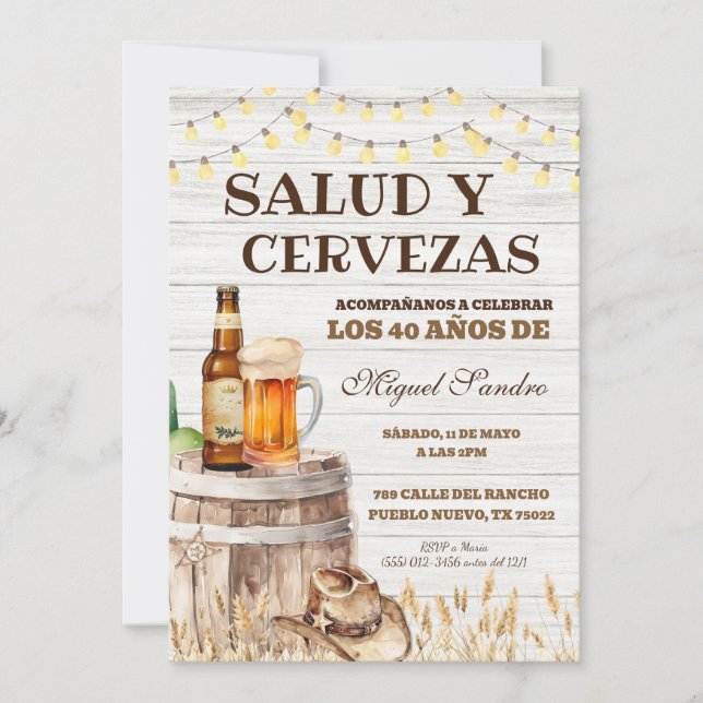 Invitación Spanish Mexican Man Beer Salud Invitation (Anverso)