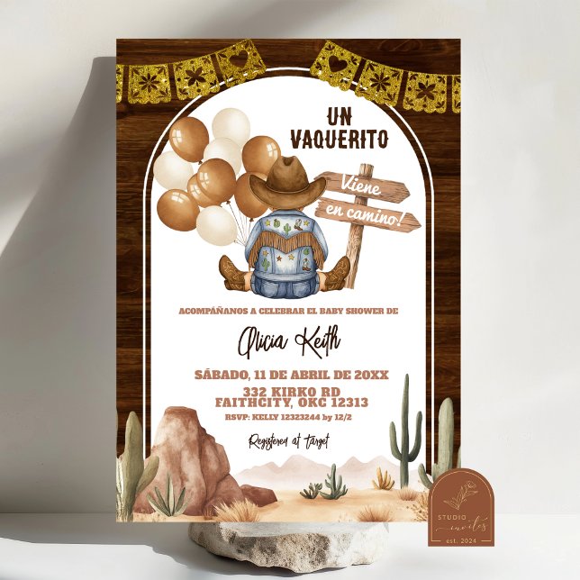 Invitación Spanish Mexican Wild West Cowboy Baby Shower (Subido por el creador)