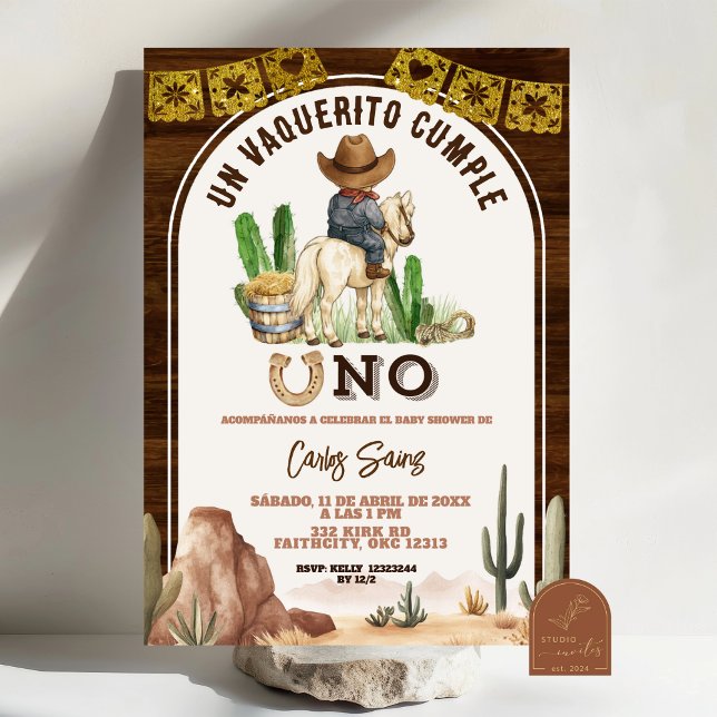 Invitación Spanish Mexican Wild West Cowboy turning one (Subido por el creador)