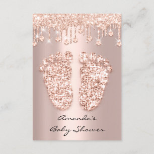 Invitación Spark Crystals Drips Rosa Gold Baby Shower Feet