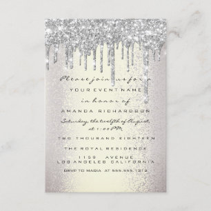 Invitación Spark Glitter Drips Plata Fumado Bridal Dulces 16