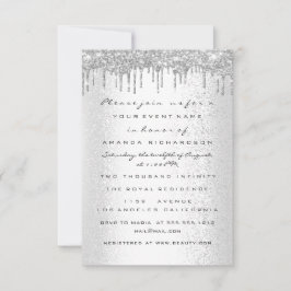 Invitación Spark Glitter Drips Plata Gris Novia Dulces 16