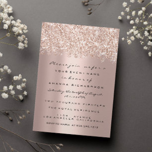 Invitación Spark Purpurina Confett Rosa Gold Bridal Sweet 16t