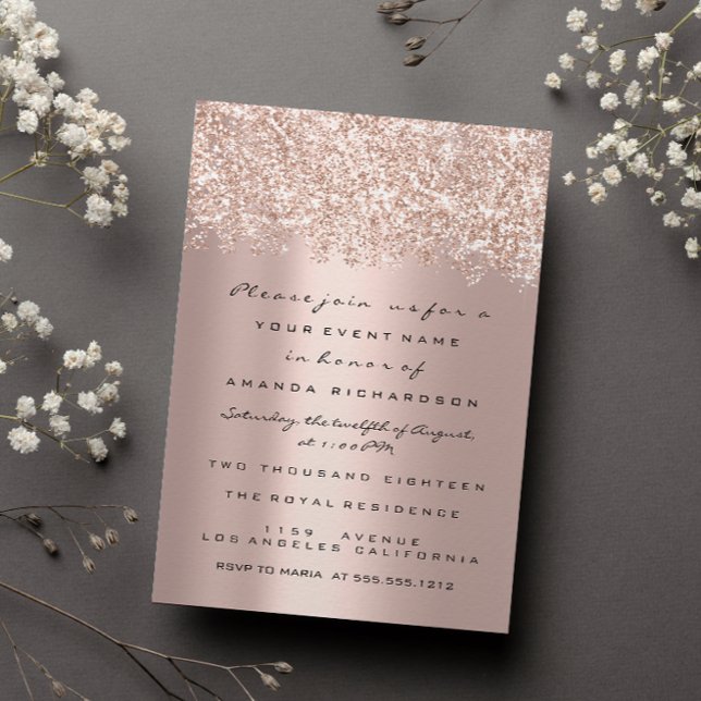 Invitación Spark Purpurina Confett Rosa Gold Bridal Sweet 16t (Subido por el creador)