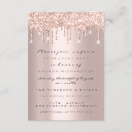 Invitación Spark Purpurina Drips Rosa Bridal Shower Sweet 16t