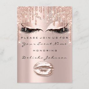 Invitación Spark Sweet 16th Drips Purpurina Bridal Makeup Lip