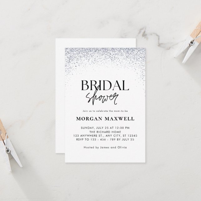 Invitación Sparkle Bridal Shower Disco (Anverso/Reverso In Situ)